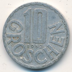 Монета Австрия 10 грошей 1952 год