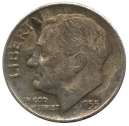 США 1 дайм (10 центов) 1955 год - Рузвельт (D)