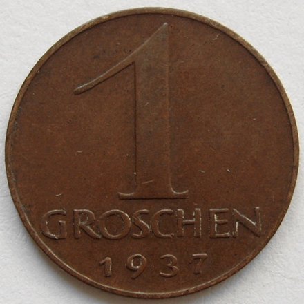Австрия 1 грош 1937 год