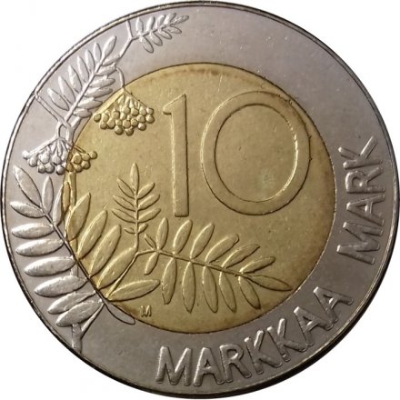 Финляндия 10 марок 2001 год - Глухарь