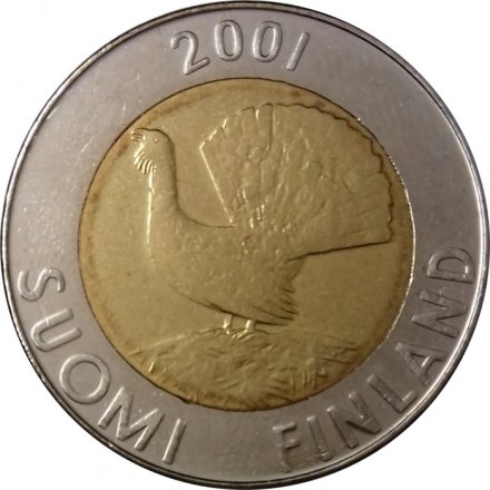 Финляндия 10 марок 2001 год - Глухарь