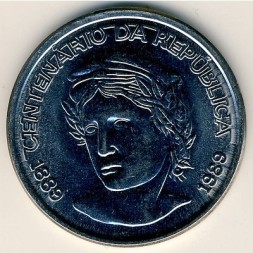Монета Бразилия 1 новый крузадо 1989 год - 100 лет Республике