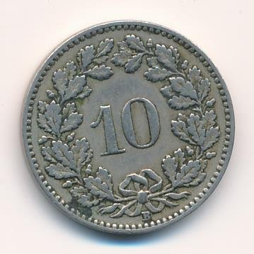 Швейцария 10 раппенов 1925 год