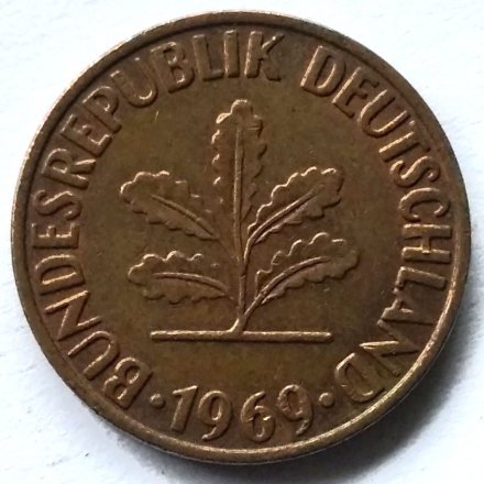 ФРГ 2 пфеннига 1969 год (G)