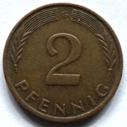 ФРГ 2 пфеннига 1969 год (G)