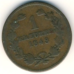 Баден 1 крейцер 1843 год