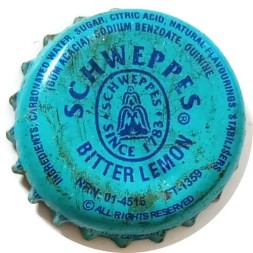 Пробка Нигерия - Schweppes Bitter Lemon Schweppes Since 1783 (Nigerian Bottling Company PLC, Indo, Lagos, Nigeria.) голубая