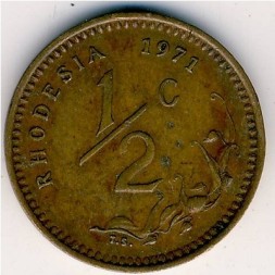 Монета Родезия 1/2 цента 1971 год