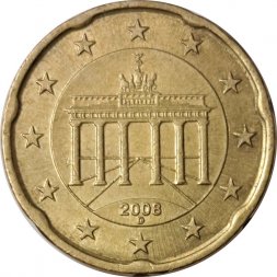 Германия 20 евроцентов 2008 год (D)