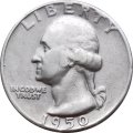 США 25 центов (1/4 доллара) 1950 год (без отметки монетного двора)