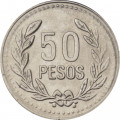 Колумбия 50 песо 2010 год