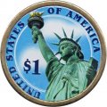 США 1 доллар 2007 год (D) - 2-ой Президент США - Джон Адамс (цветная эмаль)