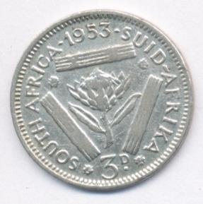 ЮАР 3 пенса 1953 год