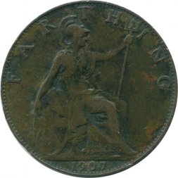Великобритания 1 фартинг 1907 год
