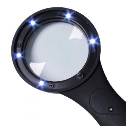 Лупа оптическая ручная 4x-63мм Magnifier TH-600559, с подсветкой 6 LED