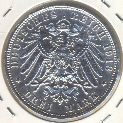 Саксония 3 марки 1913 год