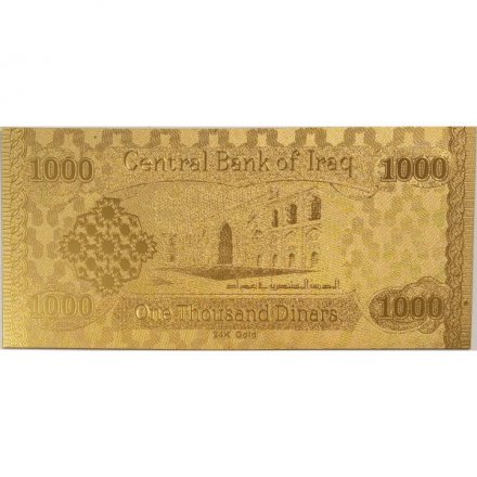 Сувенирная банкнота Ирак 1000 динаров (золотые) - UNC