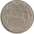 Норвегия 1 крона 1966 год - Улаф V. Лошадь
