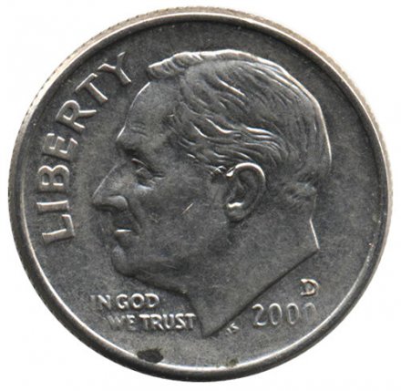 США 1 дайм (10 центов) 2000 год - Франклин Рузвельт (D)