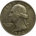 США 25 центов (1/4 доллара) 1964 год - Джордж Вашингтон (без отметки МД)