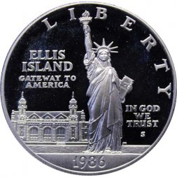 США 1 доллар 1986 год - 100-летие Статуи Свободы. Остров Эллис (S, Proof)