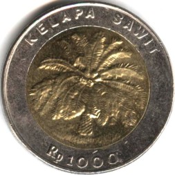 Индонезия 1000 рупий 1996 год - Пальма