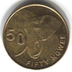 Монета Замбия 50 нгве 2013 год - Слон