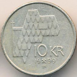 Норвегия 10 крон 1999 год - Король Харальд V
