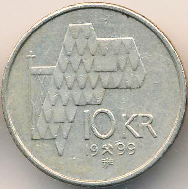 Норвегия 10 крон 1999 год - Король Харальд V