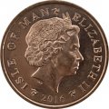 Остров Мэн 1 пенни 2016 год (&quot;AB&quot; на реверсе)
