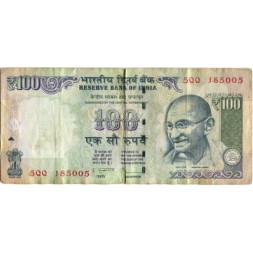 Индия 100 рупий 2012 год - Махатма Ганди. Гора Канченджанга в Гималаях - VF