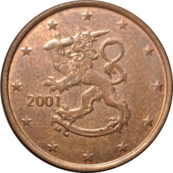 Финляндия 5 евроцентов 2001 год - Герб Финляндии