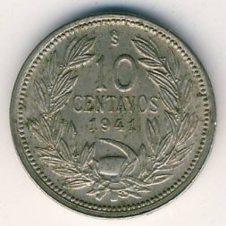 Чили 10 сентаво 1941 год