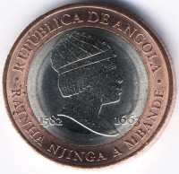 Монета Ангола 20 кванза 2014 год - 351 год со дня смерти королевы Нйинги Мбанди