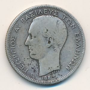 Греция 2 драхмы 1883 год