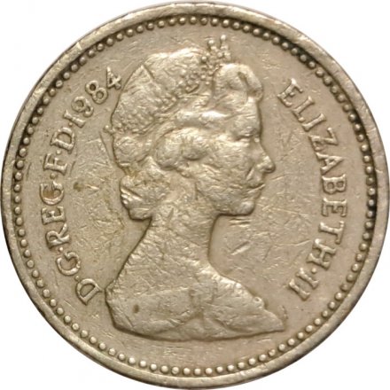 Великобритания 1 фунт 1984 год - Чертополох-эмблема Шотландии (никель-латунь)