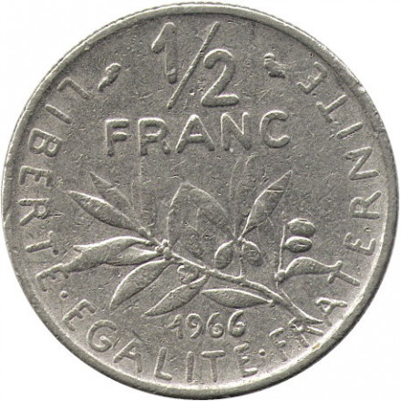 Франция 1/2 франка 1966 год