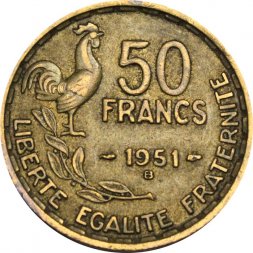 Франция 50 франков 1951 год - B