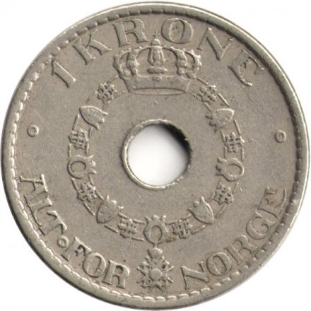 Норвегия 1 крона 1937 год - Король Хокон VII