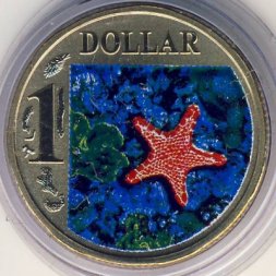 Австралия 1 доллар 2007 год - Цветной океан. Морская звезда
