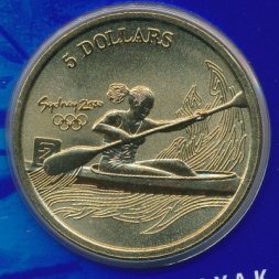Австралия 5 долларов 2000 год - Олимпийские игры в Сиднее. Гребля на байдарках и каноэ