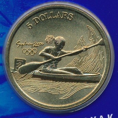 Австралия 5 долларов 2000 год - Олимпийские игры в Сиднее. Гребля на байдарках и каноэ