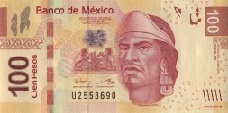 Мексика 100 песо 2014 год - Несауалькойотль Акольмистли. Город Теночтитлан - UNC