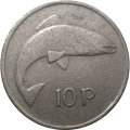 Ирландия 10 пенсов 1975 год - Лосось. Кельтская арфа