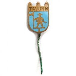 Значок-иголка Таллин. Tallinn. Флюгер Старый Томас (голубой)
