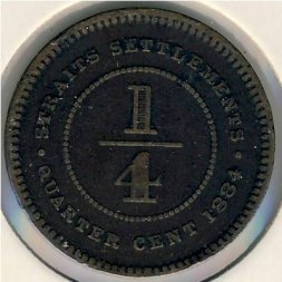 Стрейтс-Сетлментс 1/4 цента 1884 год
