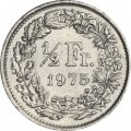 Швейцария 1/2 франка 1975 год