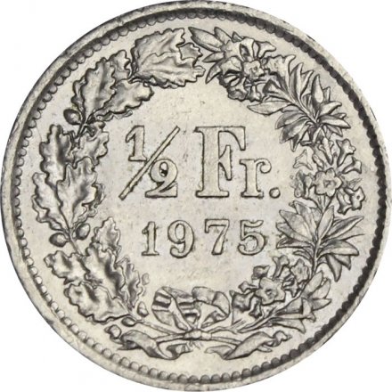 Швейцария 1/2 франка 1975 год