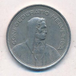 Швейцария 5 франков 1966 год