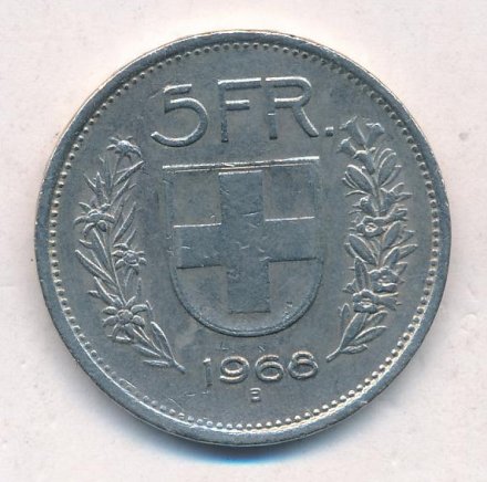 Швейцария 5 франков 1966 год